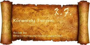 Körmendy Ferenc névjegykártya